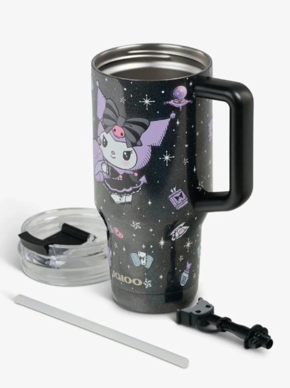 Igloo Kuromi Black and Purple Glitter 32 oz Travel Mug with Handle